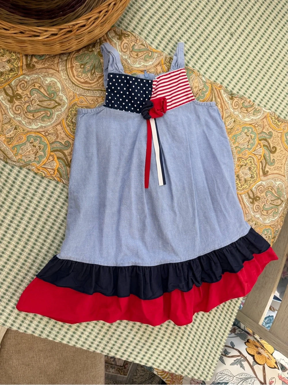 Vintage Y2K Bonnie Jean Girls American Patriotic Cotton Sundress Size 5